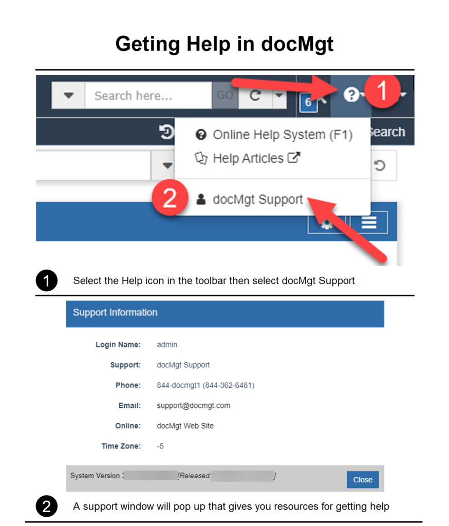 Getting Help in docMgt