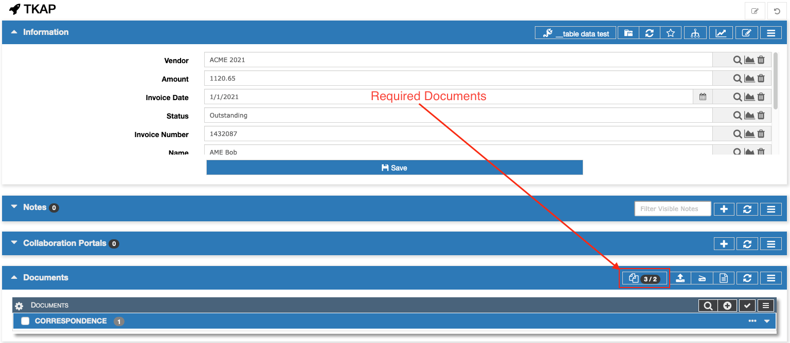 Required Documents Button