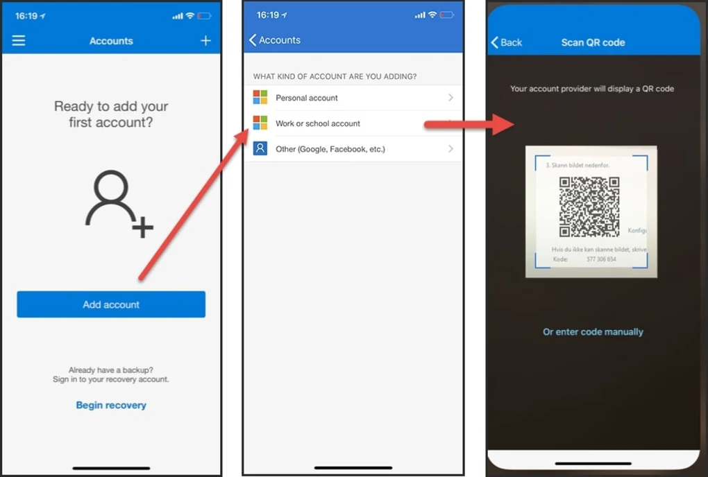 Adding MFA Account in Microsoft Authenticator