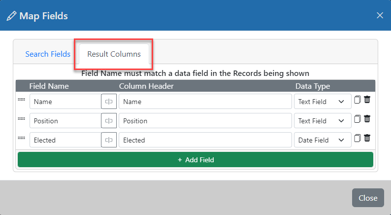 Result Columns