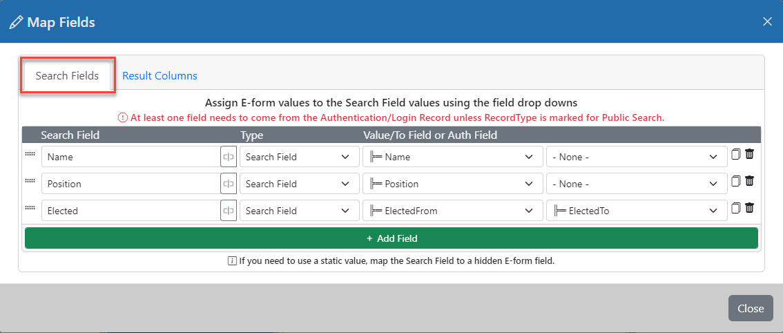 Map Search Fields